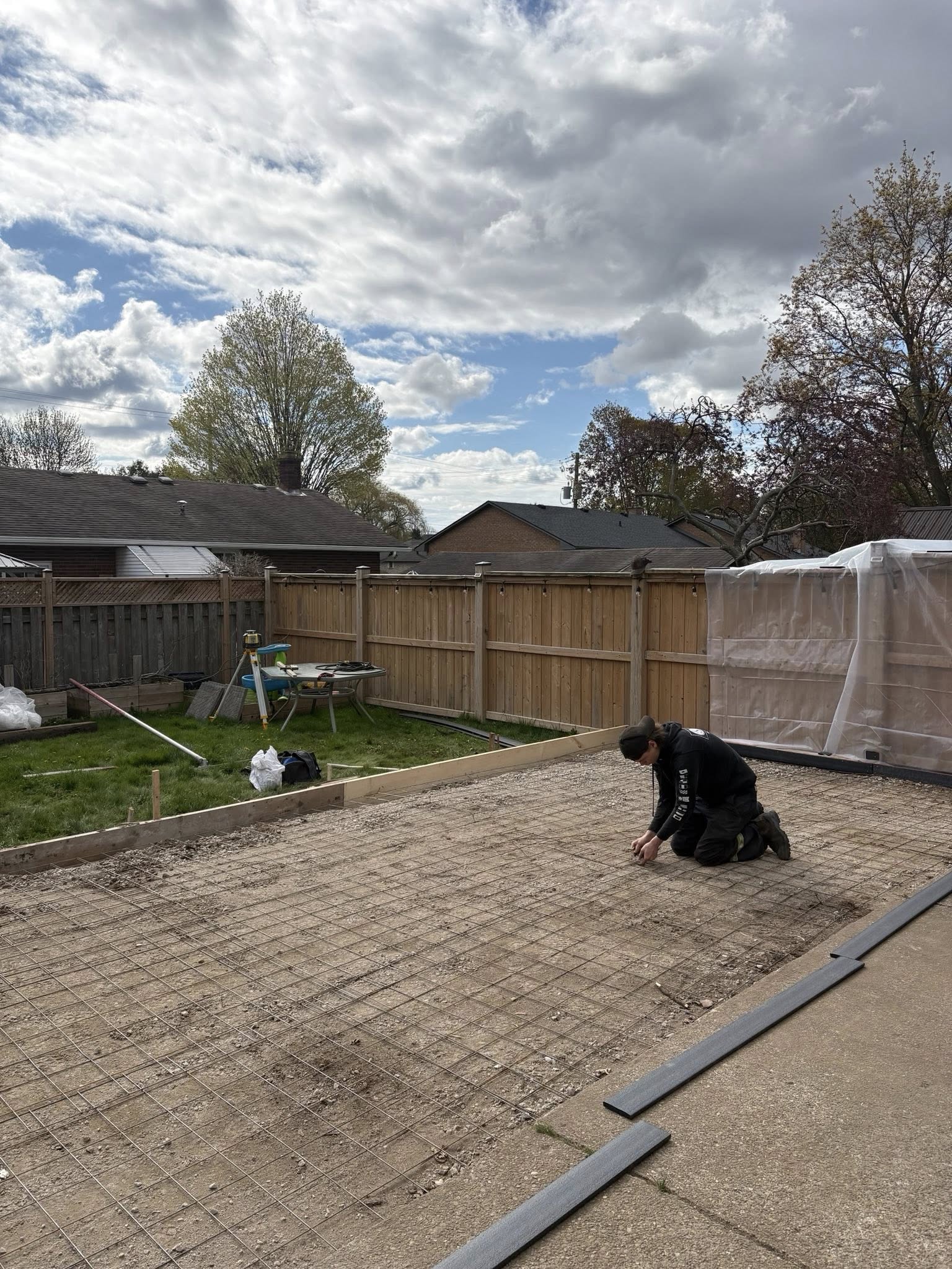 Owner working on the patio